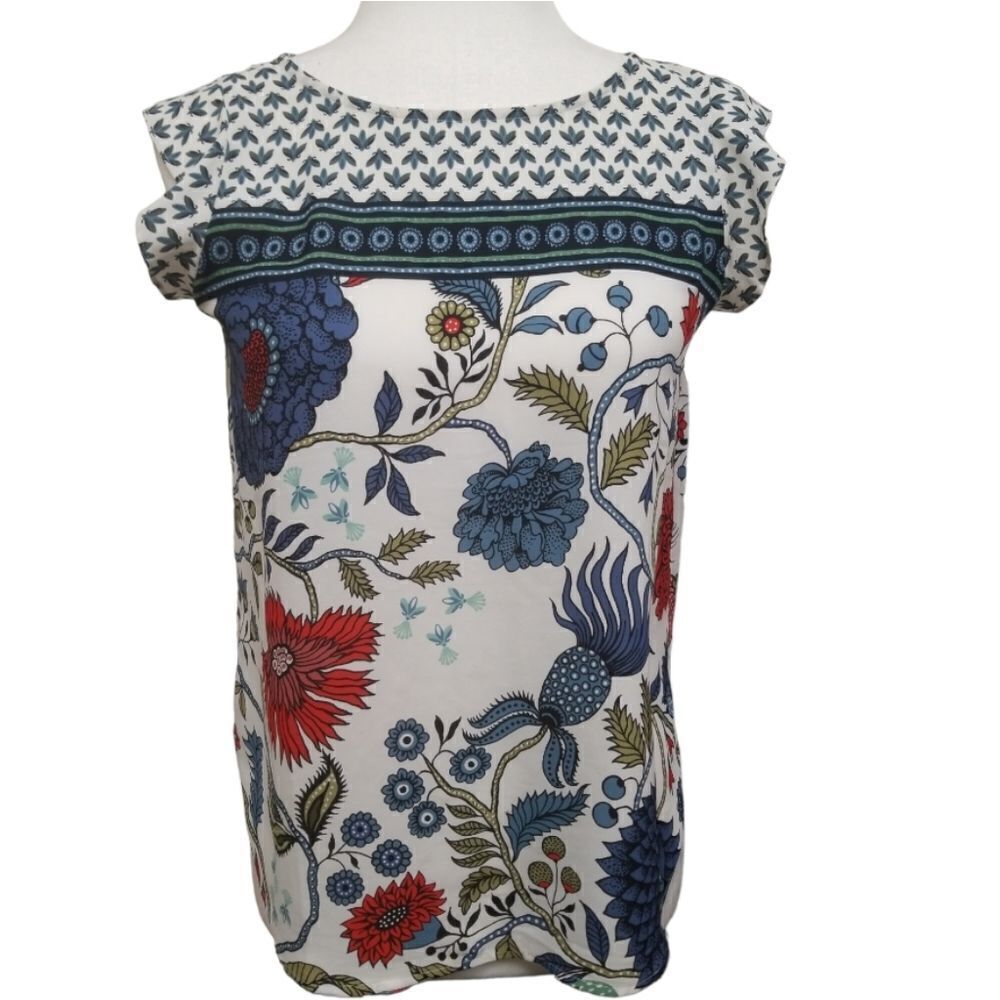 Ann Taylor's Loft Cap Sleeve Blouse Multicolored Floral Petite XS